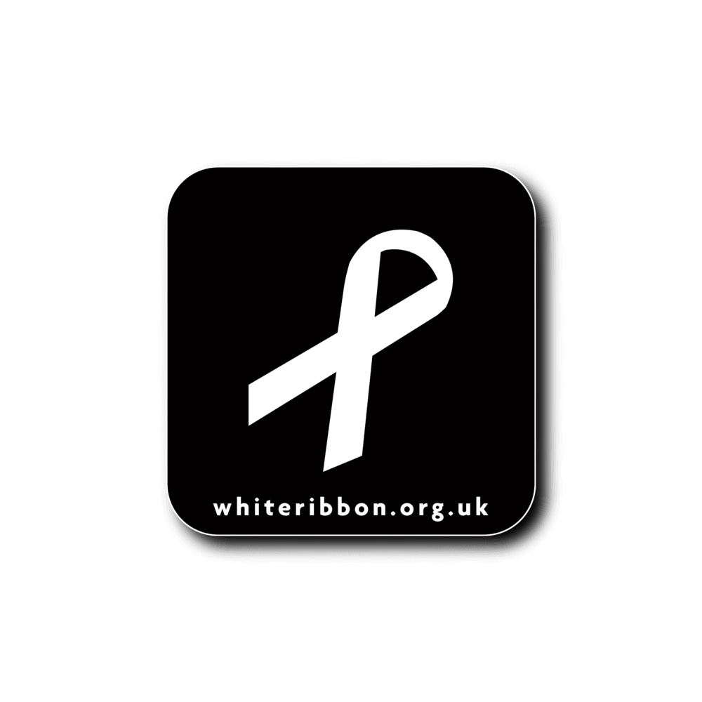 Black and White Ribbon Logo - Beer Mats (packs of 100) — White Ribbon UK