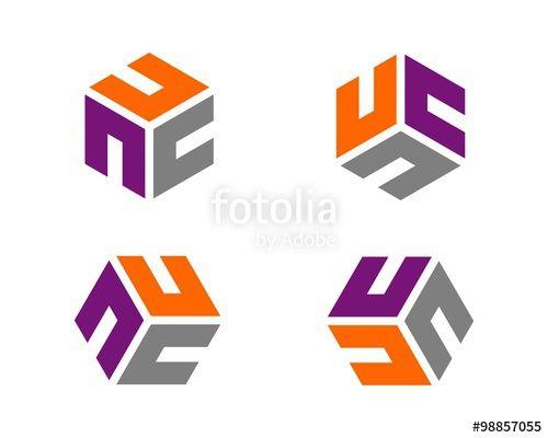 NC Logo - N C or U Letter Hexagon Logo