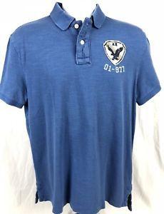 Blue Eagle Crest Logo - American Eagle Athletic Fit Men's Polo Shirt Size Medium Blue Eagle