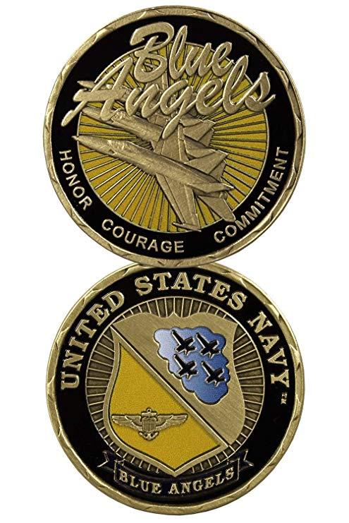Blue Eagle Crest Logo - United States Navy Blue Angels Challenge Coin Eagle