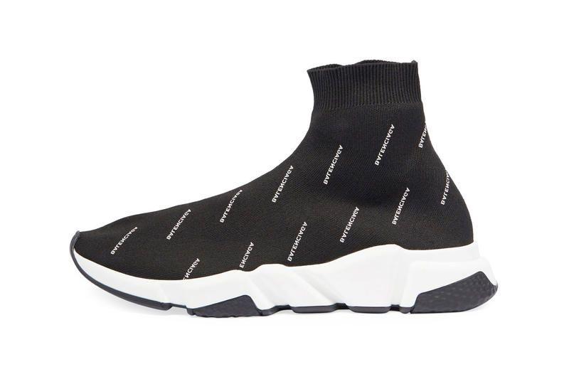 Shoes Hypebeast Logo - Balenciaga Logo Covered Speed Trainer In Black