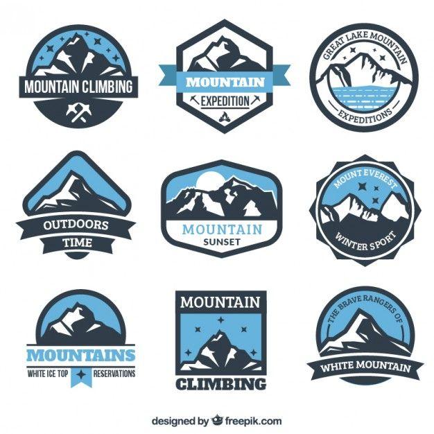 Snowy Mountain Logo - Mountain expedition badges Vector