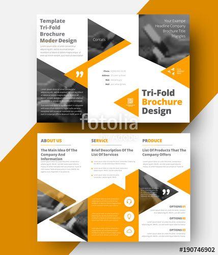 Yellow Triangle Company Logo - Design a white vector tri-fold brochure with yellow triangles for ...
