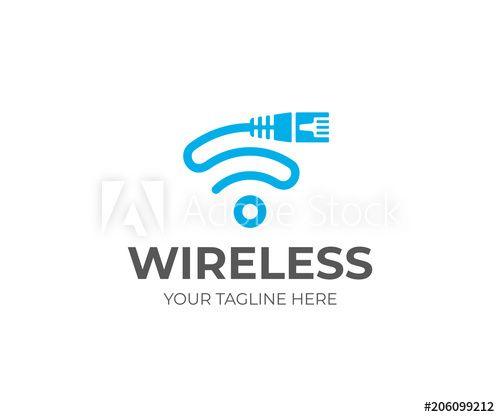 Lan Logo - Ethernet cord and wifi sign logo template. Network cable and wi fi ...