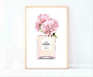 Pink Chanel Flower Logo - coco chanel pink perfume bottle with flowers print/poster | eBay