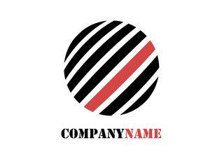 Yellow Triangle Company Logo - Company logo. Circle from black and white lines with yellow triangle