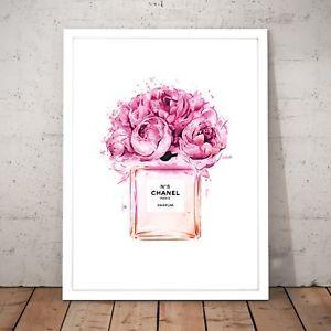 Pink Chanel Flower Logo - COCO CHANEL Perfume No5 Paris Pink Flower Print Poster A3
