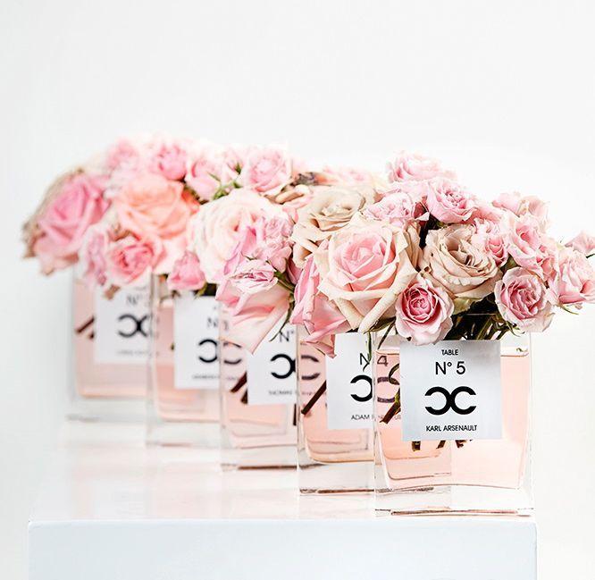 Pink Chanel Flower Logo - Coco Chanel Inspired Centrepieces. great idea for a bridal shower