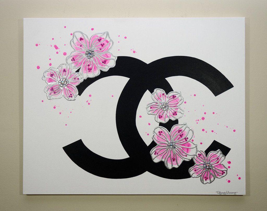 Pink Chanel Flower Logo - CHANEL FLOWERS - HOT PINK 30x24 – Tiffany Ussery Artwork