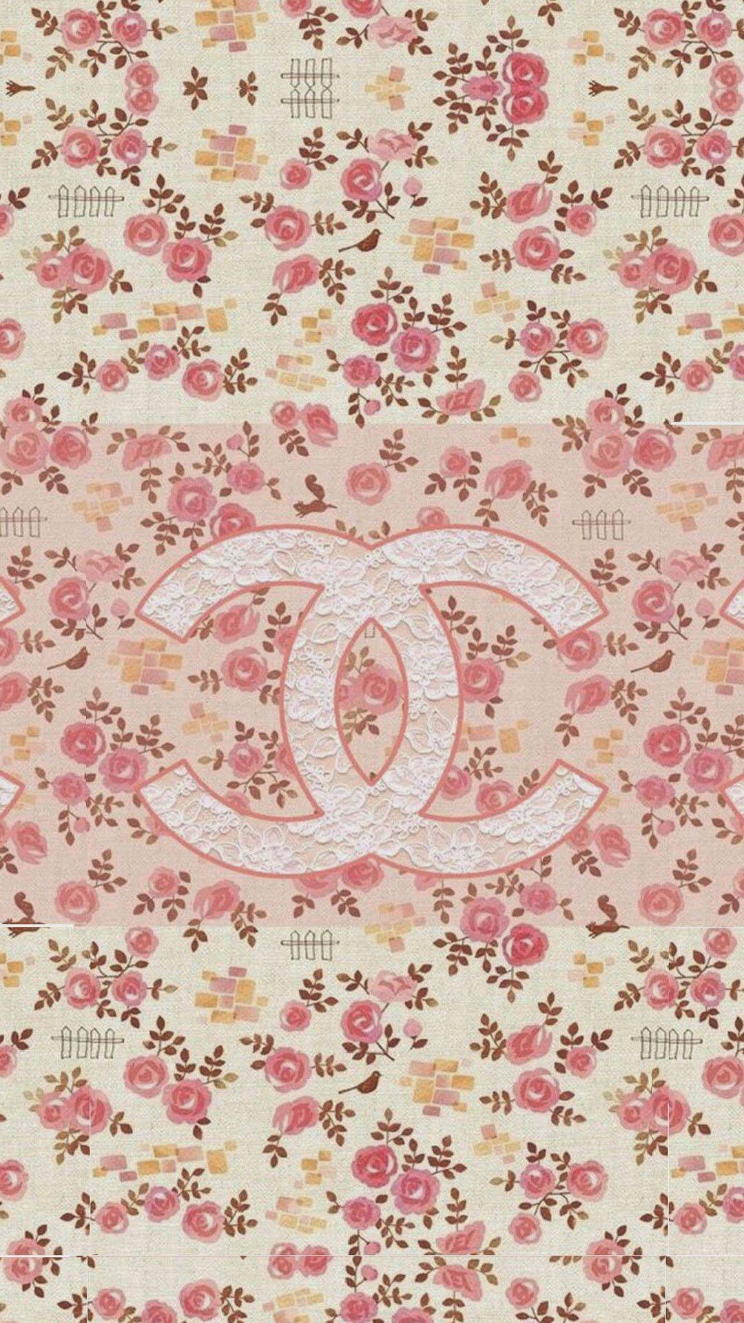 Pink Chanel Flower Logo - 1080x1920 Coco Chanel Flowers Pattern Logo #wallpaper | pink ...