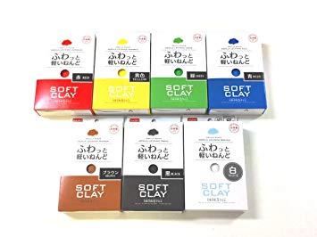 Red Yellow Brown Green Logo - Daiso Soft Clay 7 Colors Red Blue Yellow Green Black Brown White