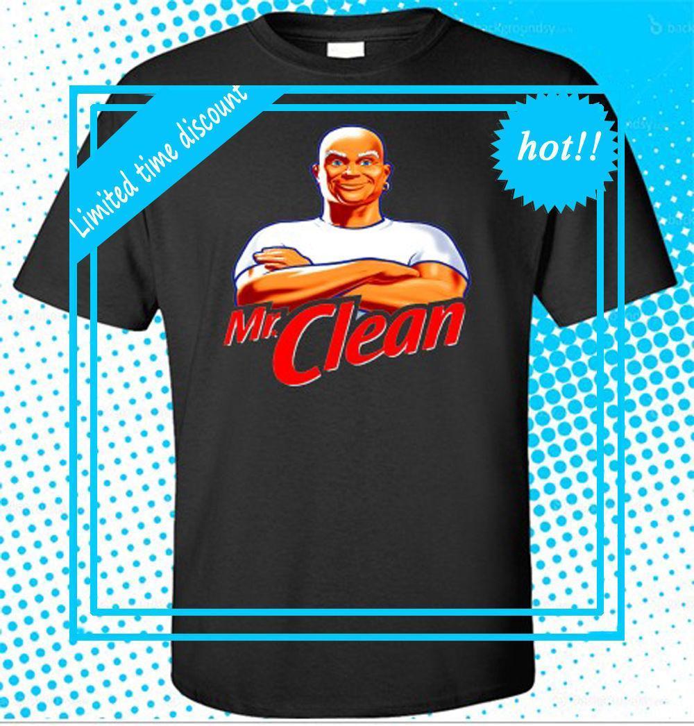 Clean Funny Logo - 2018 Latest Fashion New Mr. Clean Logo Funny Men'S Black T Shirt ...