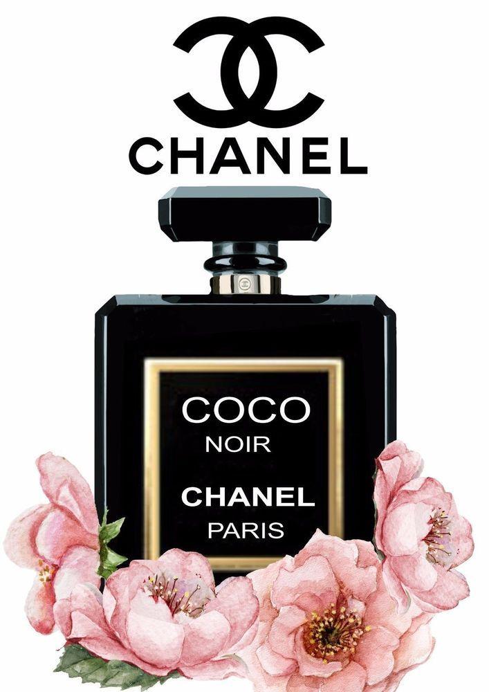 Perfume Flower Logo - Chanel Noir Floral Gloss Print Perfume Poster A4
