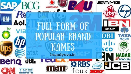 World Famous Brand Logo - Full Form of World's Famous Brand Names