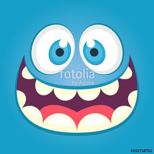 Square with Faces Logo - Cute monster face. Square avatar. Vector stock.