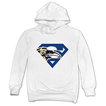 Ravens Superman Logo - TonyGray Men's Baltimore Ravens Superman Logo Hoodies White Cool