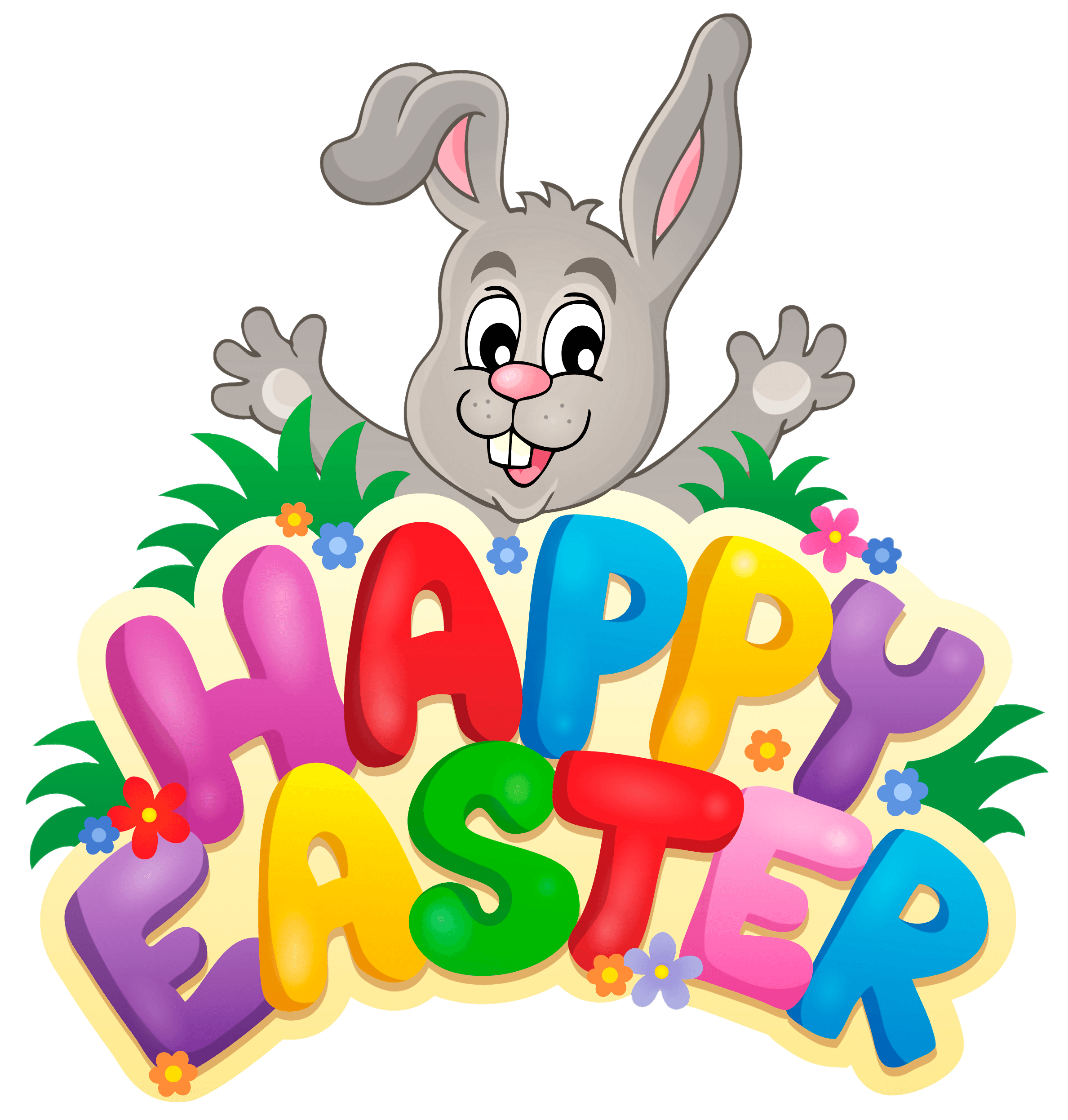 Easter Bunny Logo - Transparent Happy Easter with Bunny PNG Clipart Picture