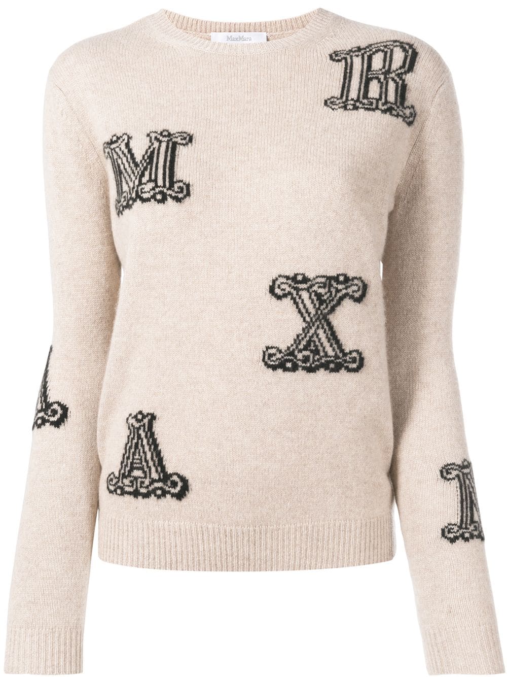 Max Mara Logo - Max Mara Logo Embroidered Sweater - Neutrals | ModeSens