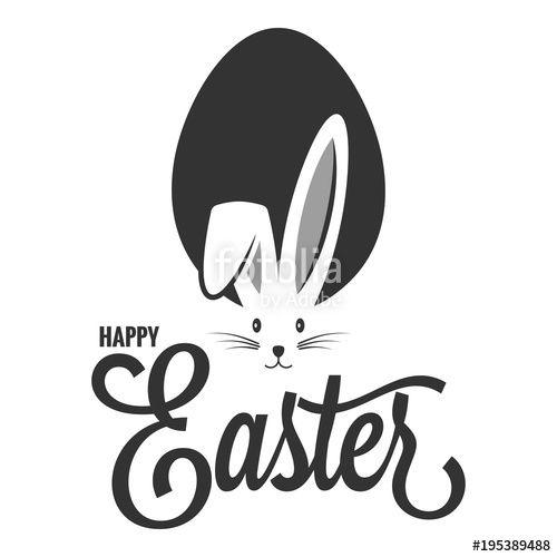Easter Bunny Logo - Easter bunny with egg. Easter rabbit ears on white background Stock