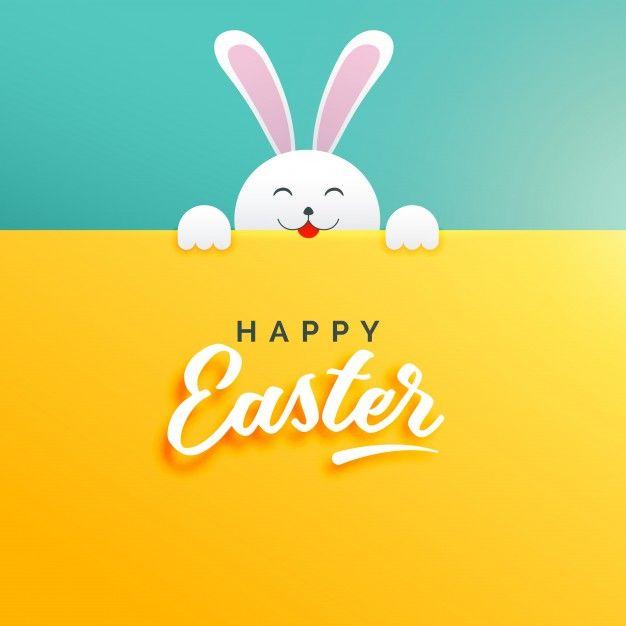 Easter Bunny Logo - Pretty easter background with a white rabbit Vector | Free Download