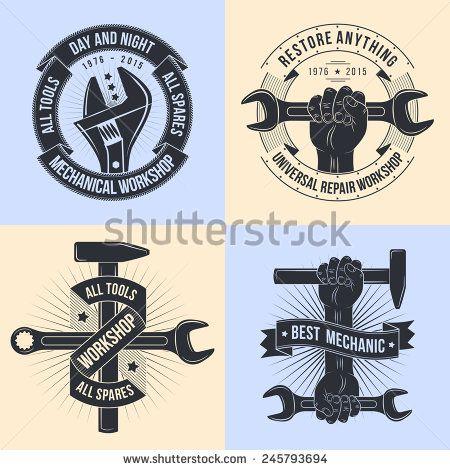 Mechanic Shop Logo - Logo for repair workshop. Emblem mechanics. Tools mechanics - open ...