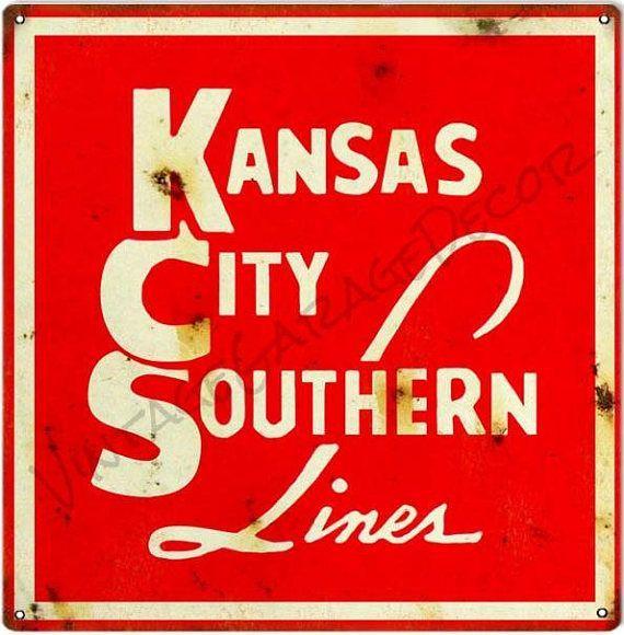 Knasas City Southern Logo - Vintage Style Kansas City Southern Lines Logo Train