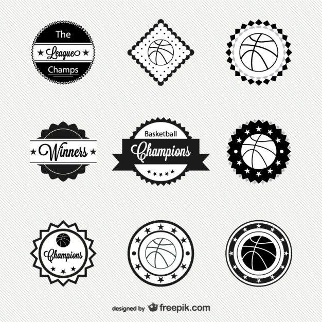 Black and White Basketball Logo - Black basketball labels Vector