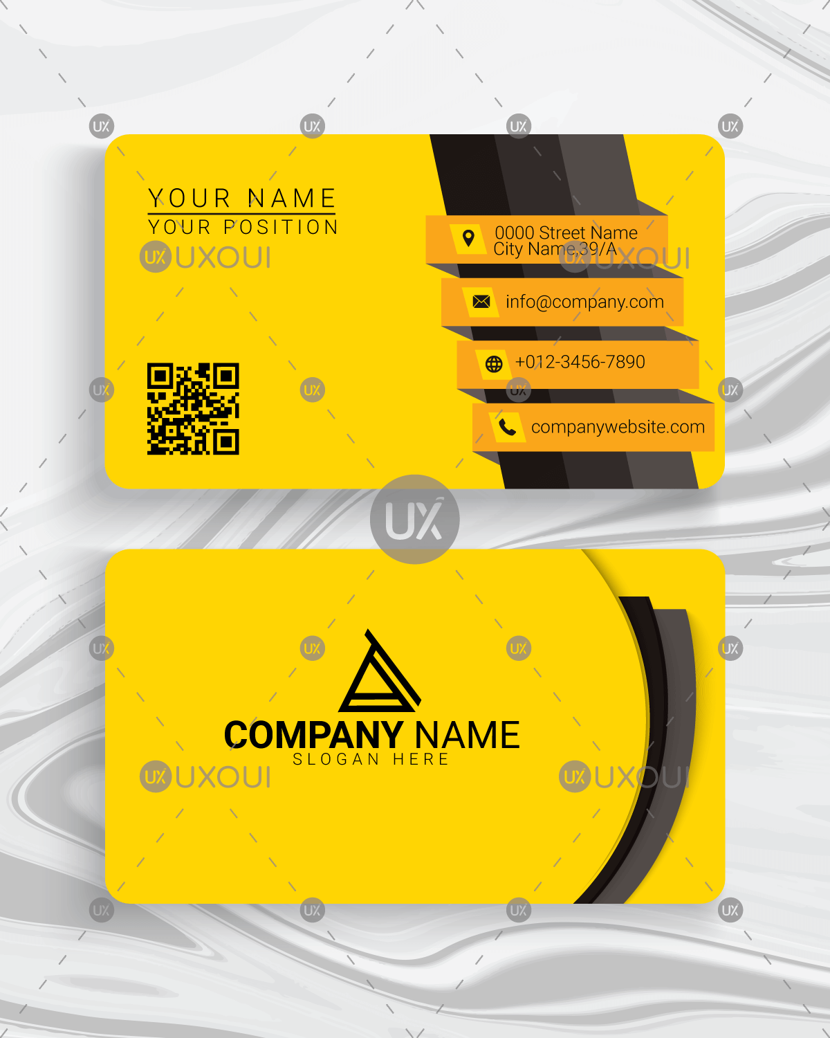Yellow Business Logo - Yellow black modern professional corporate business card template