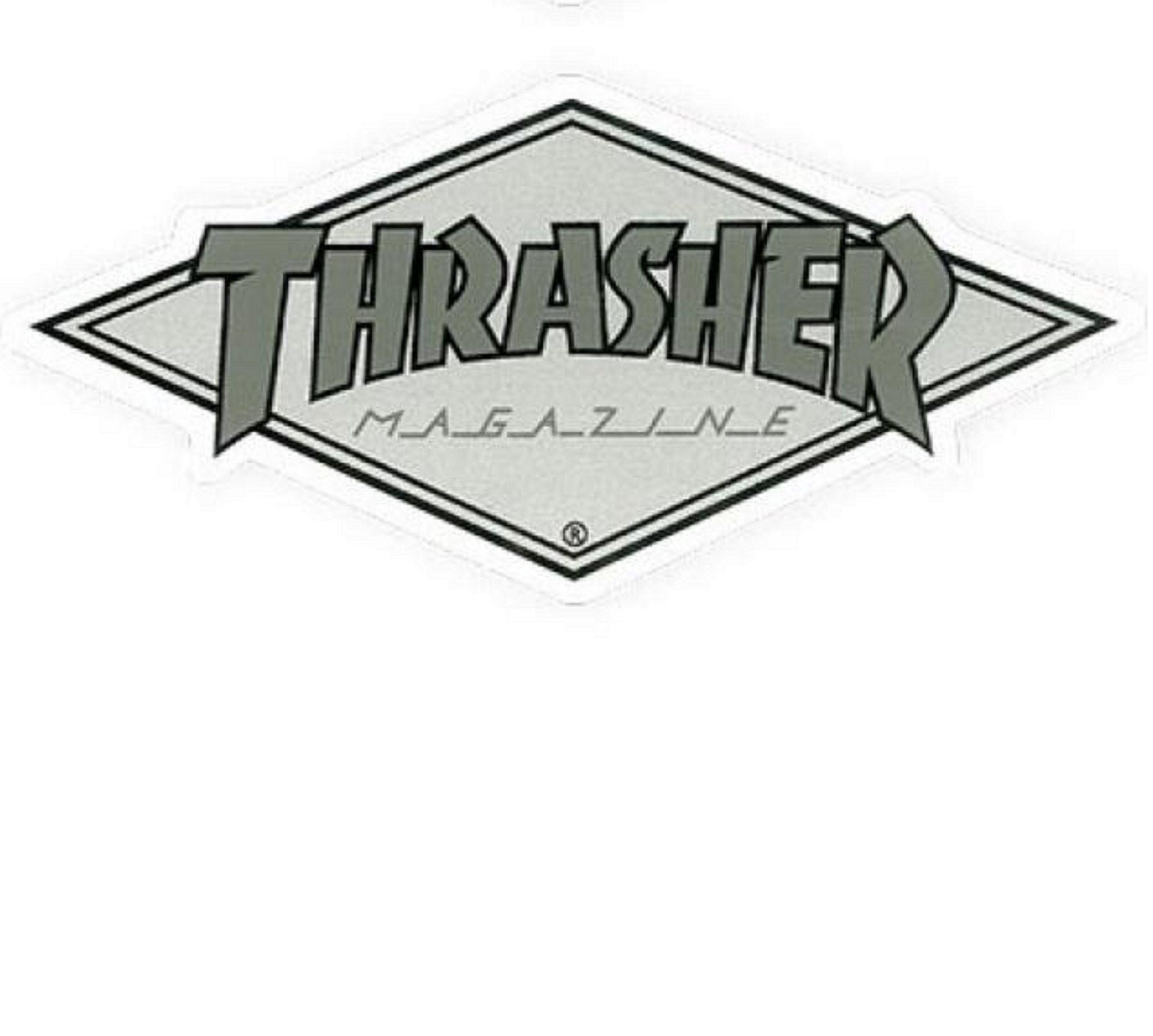 Thrasher Diamond Logo - THRASHER Diamond Logo Skateboard Sticker 10cm SILVER Skate Mag