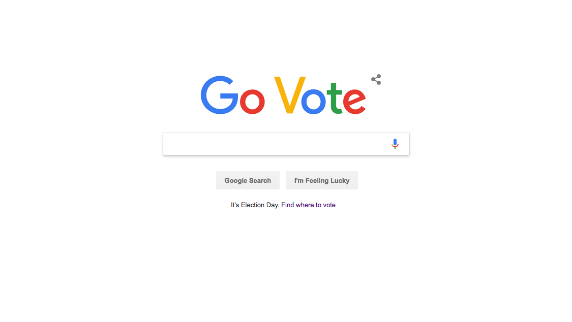 Homepage Google Logo - Google Homepage Urges Visitors to 'Go Vote'