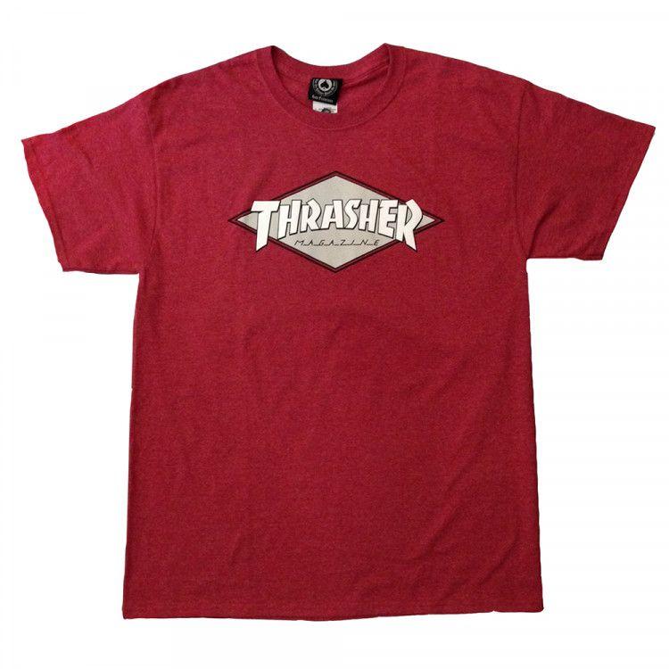 Thrasher Diamond Logo - Thrasher OG Diamond Logo cardinal heather T shirt | Manchester's ...