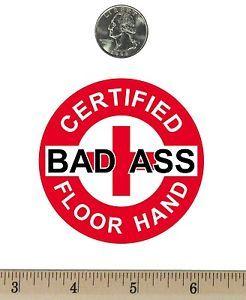 Two Hands On a Red Circle Logo - ¾ “ Round Refrigerator Fridge Magnet Certified Bad Ass Floor Hand