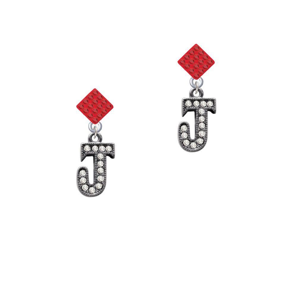 Red and Black Diamond Shape Logo - Delight Jewelry Crystal Black Initial - J - Beaded Border - Red ...