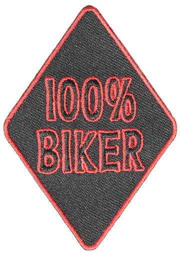 Red and Black Diamond Shape Logo - 100% Biker Diamond Shape Black Twill and Red Stitching Patch
