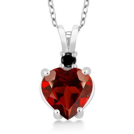 Red and Black Diamond Shape Logo - Gem Stone King.07 Ct Heart Shape Red Garnet Black Diamond 925