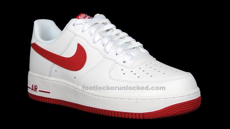 White On Red Nike Logo - Nike Air Force 1 Low White Gym Red