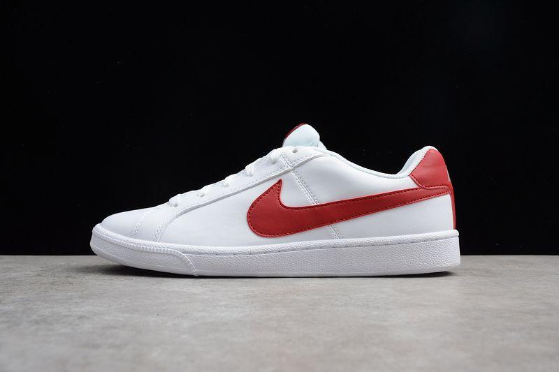 White On Red Nike Logo - High Fashion Unisex Nike Court Royale Leather White Red Logo