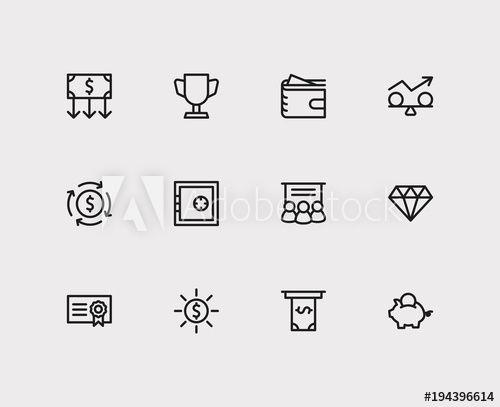 Bond App Logo - Investment icons set. Jewelry and investment icons with bond, money ...