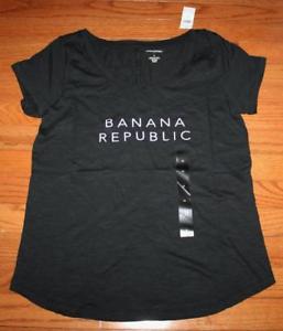 Banana Republic Logo - NEW NWT Womens Banana Republic Logo Black Tee Scoop Neck T Shirt