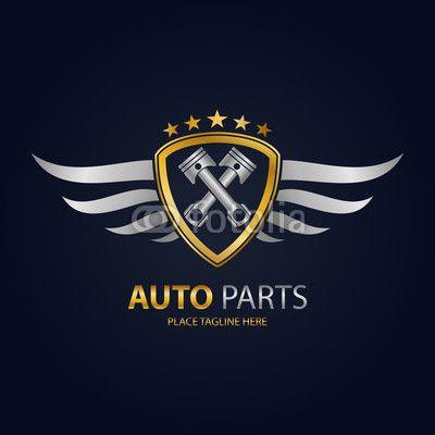 Wings and Shield Car Logo - Gold automotive shield with silver wings icon. Buy Photo. AP