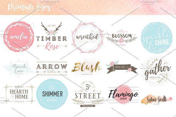 Flowered U Company Logo - Hand Drawn Logo Design Kit ~ Logo Templates ~ Creative Market