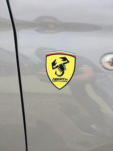 Wings and Shield Car Logo - 2x Abarth Assetto Corse Wing Badge Emblem Decals 500 595 595c ...