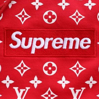 Surpreme Logo - Louis Vuitton | Supreme Logo Box Hoodie Monogram | Red - The-Collectory
