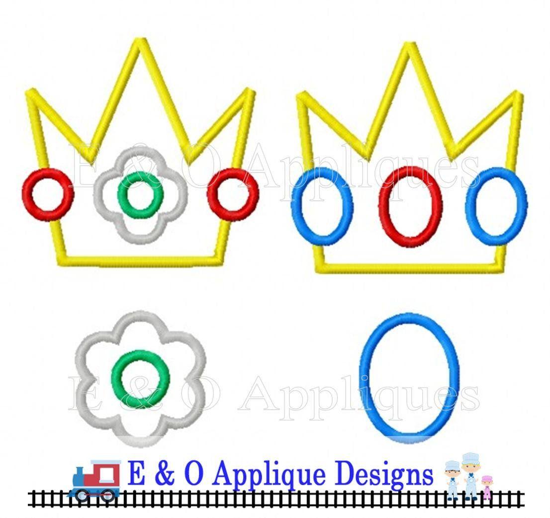 Princess Daisy Logo - Princess Crown and Gem Digital Design Princess Peach | Etsy