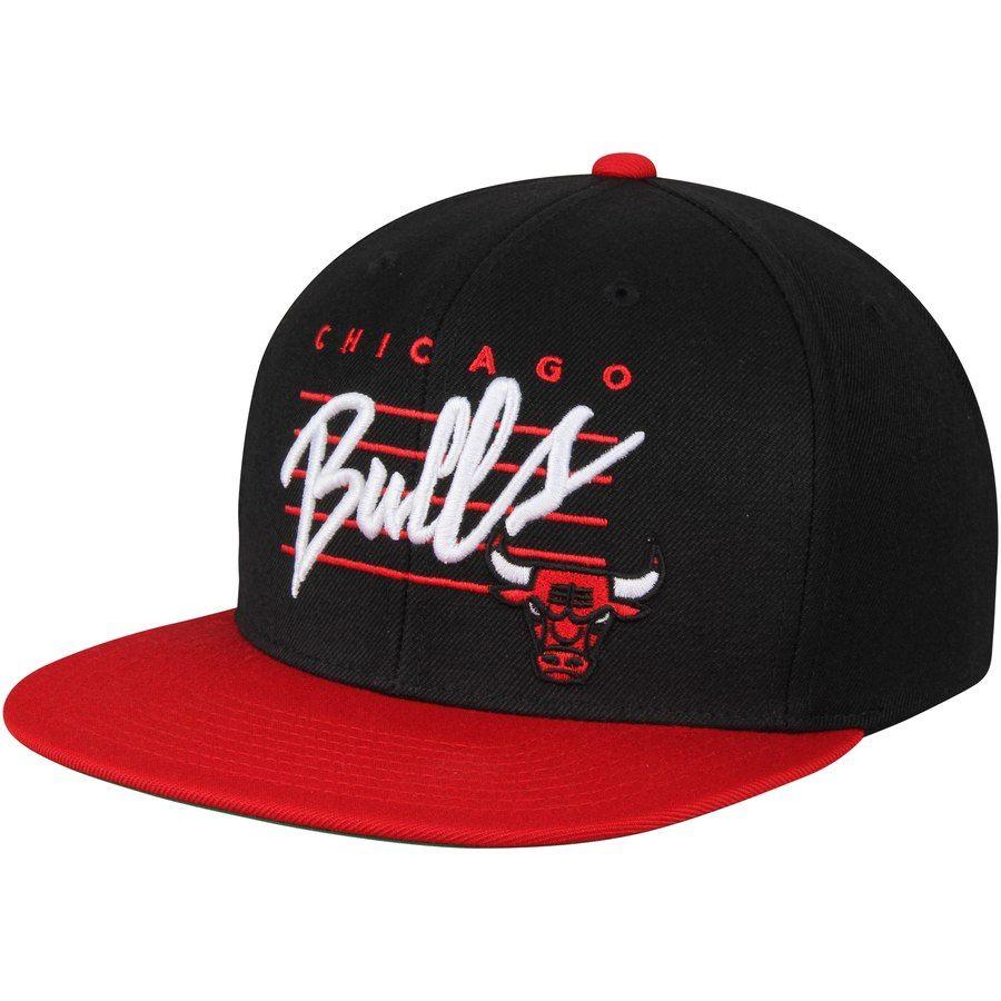 Bulls Cursive Logo - Men's Chicago Bulls Mitchell & Ness Black/Red Cursive Script Logo ...