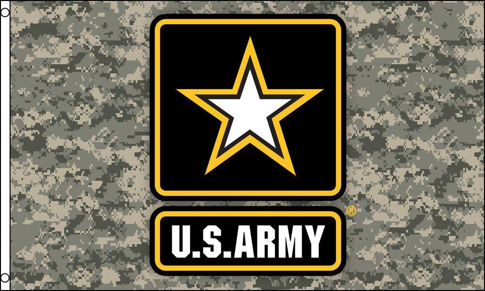 Military Flag Logo - US ARMY STAR (CAMO) 3X5 Military Flag Polyester Support