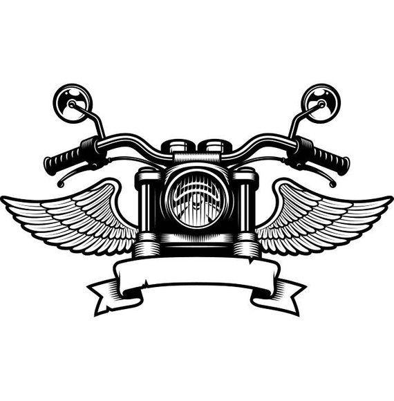 Biker Motorcycle Logo - Motorcycle Logo 5 Handle Bars Wings Bike Biker Chopper | Etsy
