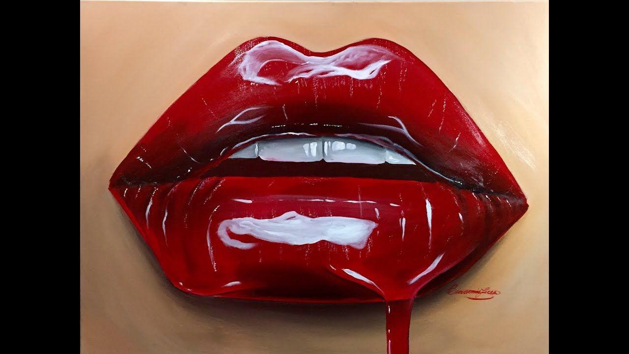Red Lips and Mouth Logo - Painting Realistic Cherry Red Lips - YouTube