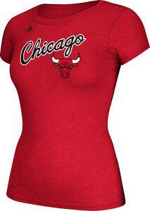 Bulls Cursive Logo - Women's Chicago Bulls Cursive Logo Crew Neck T Shirt NBA 4 Her