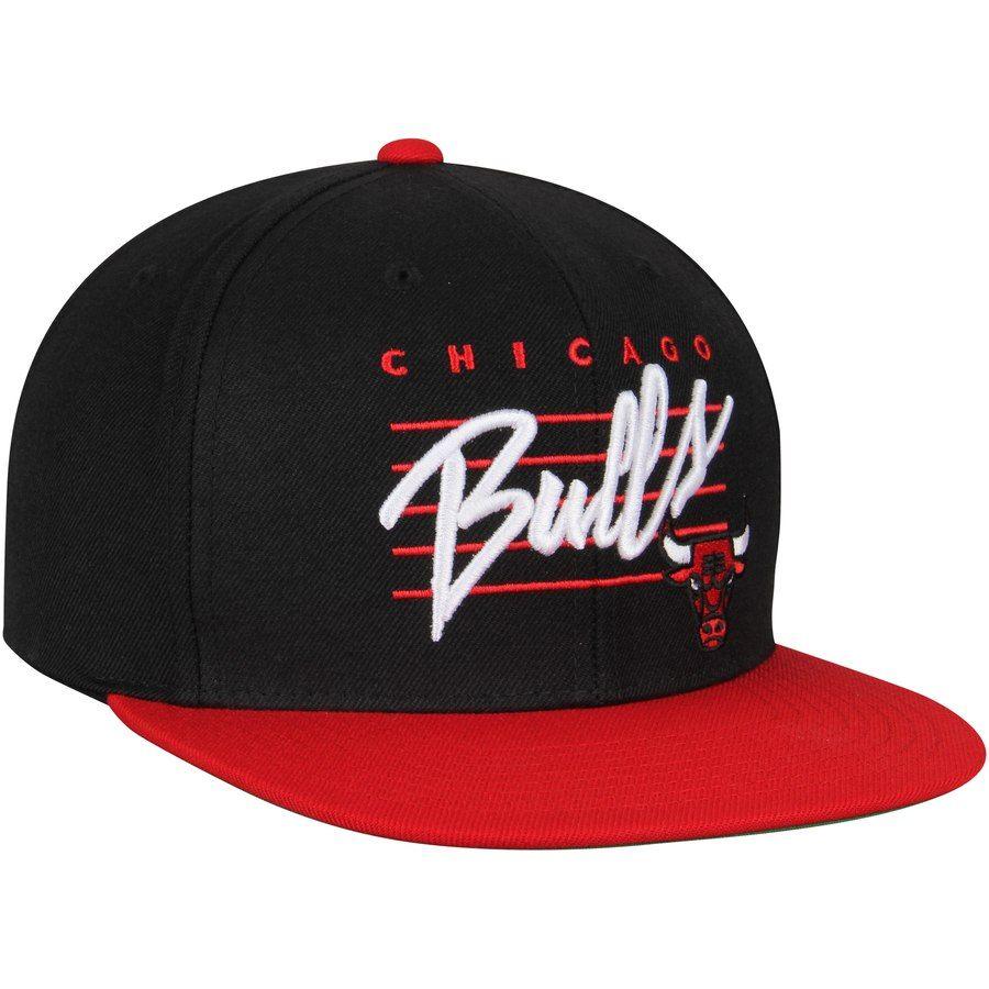 Bulls Cursive Logo - Men's Chicago Bulls Mitchell & Ness Black Red Cursive Script Logo